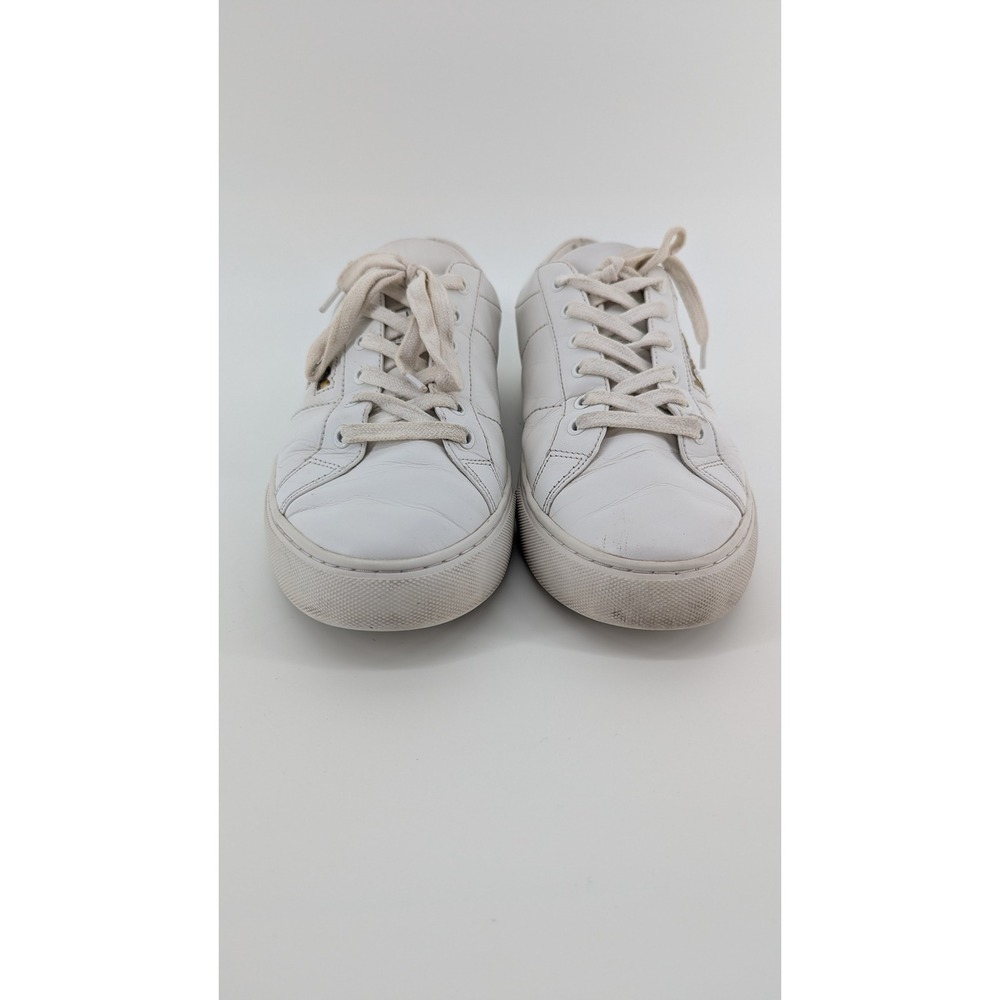 Tory Burch Howell Court White Leather Low Top Sneakers Gold Logo 9